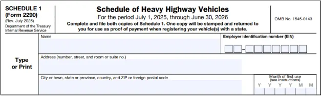 Form 2290 Schedule 1